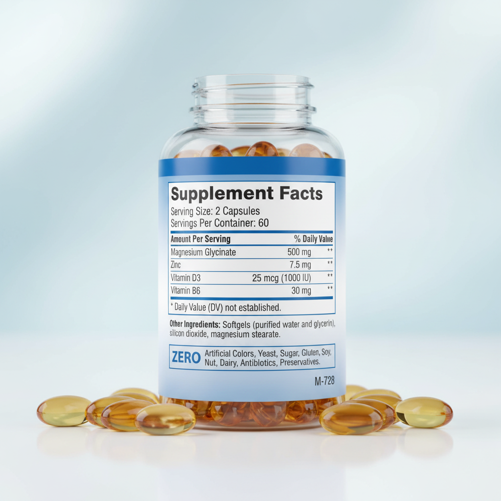 Complete supplement facts with capsules