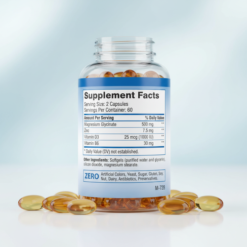Complete supplement facts with capsules